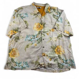 Tommy Bahama 100% Silk Shirt Men’s XXL Yellow Floral Hawaiian Button Up